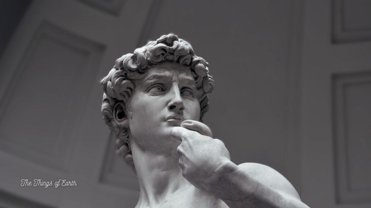 The silent sins of David. David of Michelangelo statue.